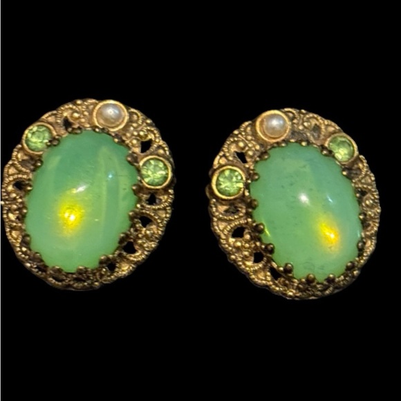 W Germany Filigree Art Glass Earrings - Picture 6 of 8